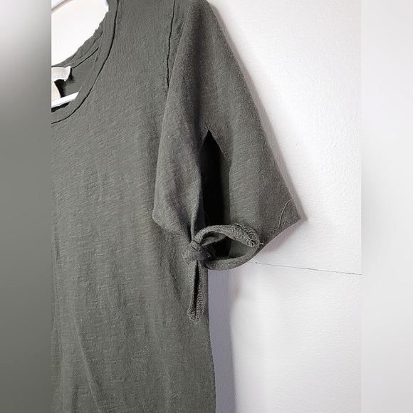 Women's Michael Kors Army Green Tie Sleeve Crewneck tee, Size Medium - Picture 2 of 4